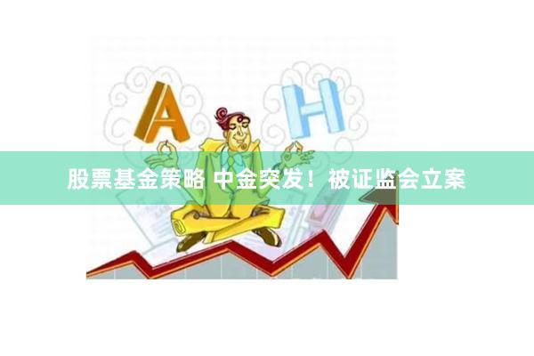 股票基金策略 中金突发！被证监会立案
